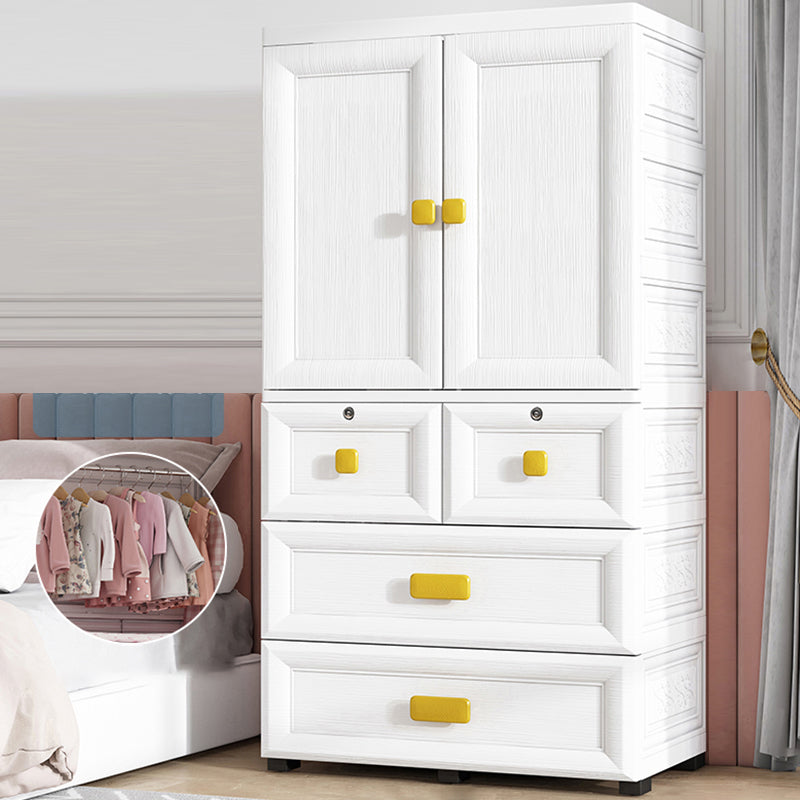 Contemporary Plastic Wardrobe White Colour Bedroom Kids Closet