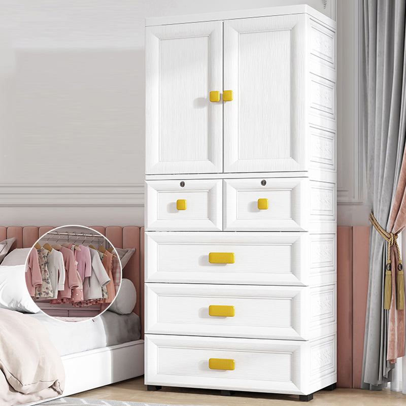 Contemporary Plastic Wardrobe White Colour Bedroom Kids Closet