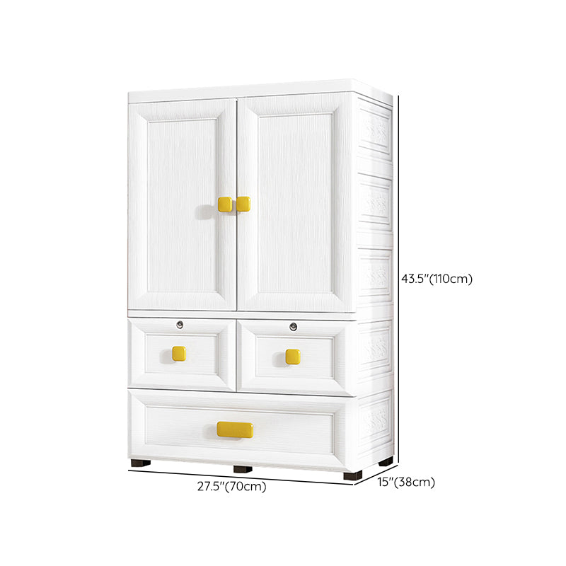 Contemporary Plastic Wardrobe White Colour Bedroom Kids Closet