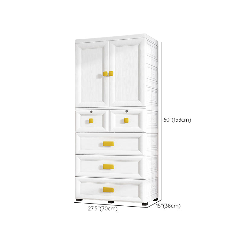 Contemporary Plastic Wardrobe White Colour Bedroom Kids Closet