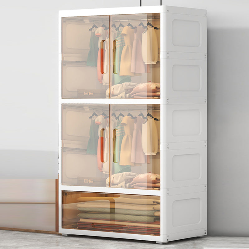 Contemporary Youth Armoire Plastic Bedroom Hanging Clothes Rack with Door