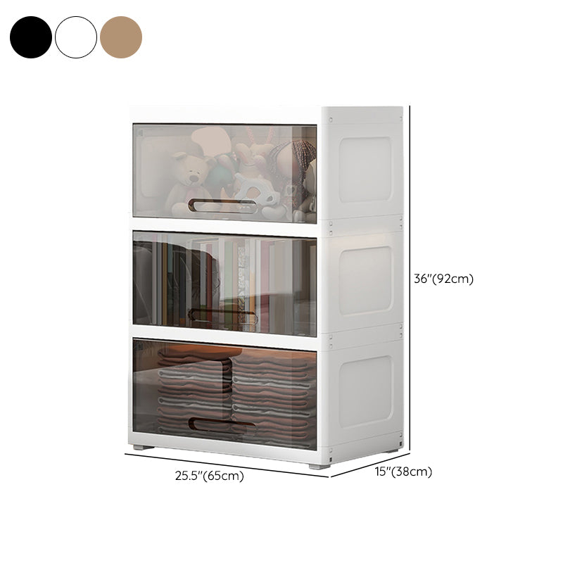 Contemporary Youth Armoire Plastic Bedroom Hanging Clothes Rack with Door