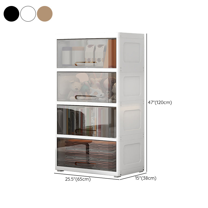 Contemporary Youth Armoire Plastic Bedroom Hanging Clothes Rack with Door