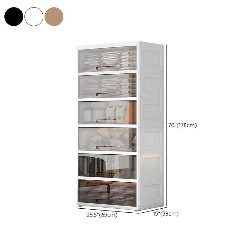 Contemporary Youth Armoire Plastic Bedroom Hanging Clothes Rack with Door