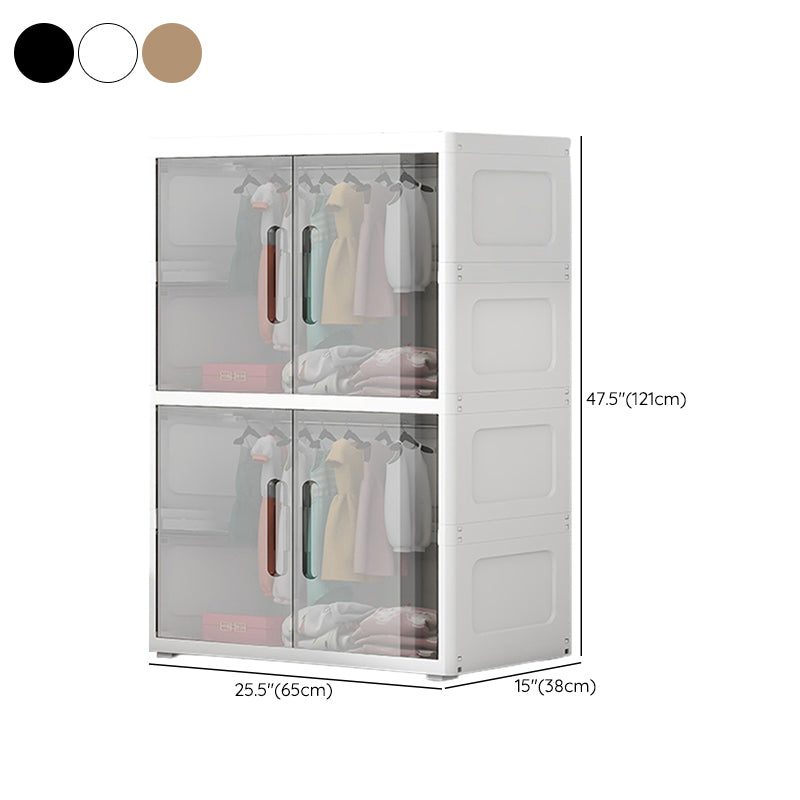 Contemporary Youth Armoire Plastic Bedroom Hanging Clothes Rack with Door