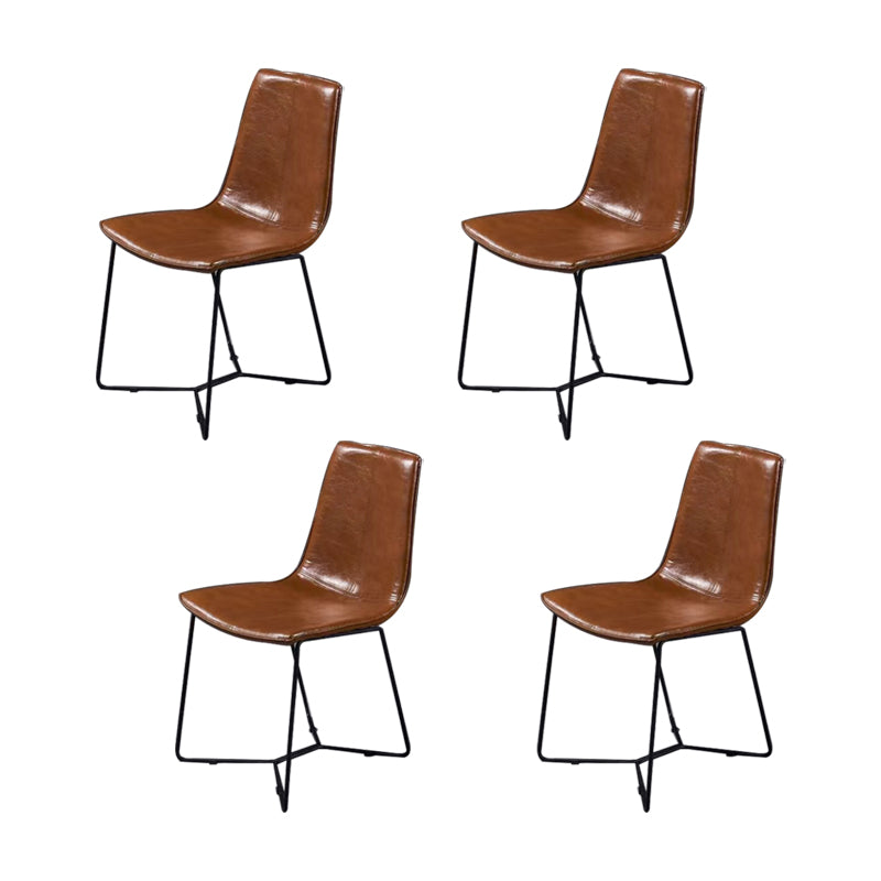 Industrial Kitchen Dining Side Chair Faux Leather Parsons Chair