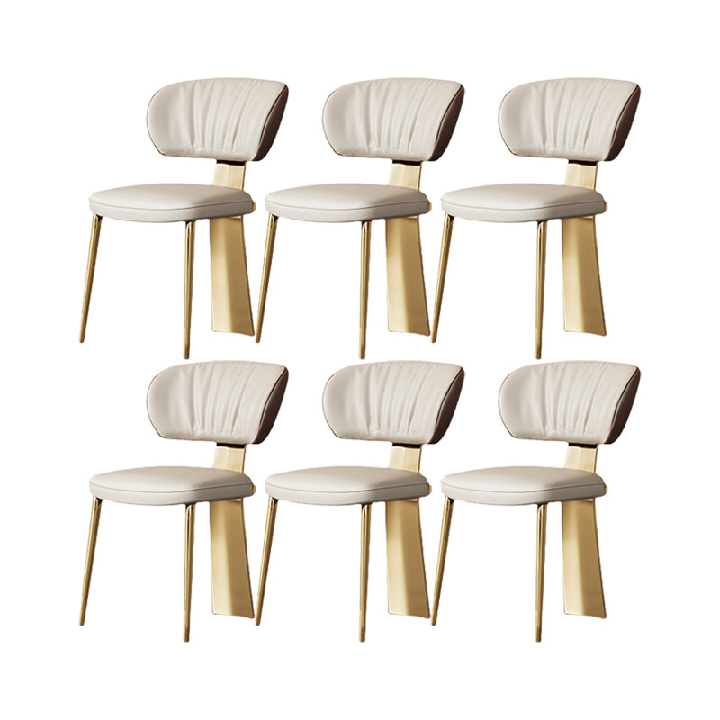 Glam Upholstered Armless Chair Home Dining Chair in Gold Legs