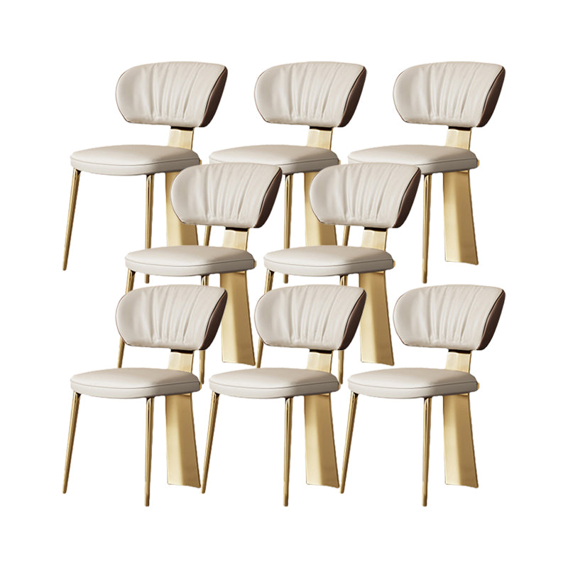 Glam Upholstered Armless Chair Home Dining Chair in Gold Legs