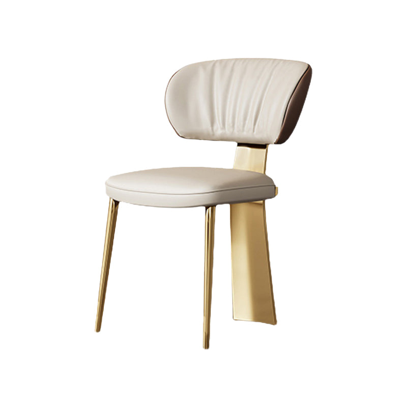 Glam Upholstered Armless Chair Home Dining Chair in Gold Legs