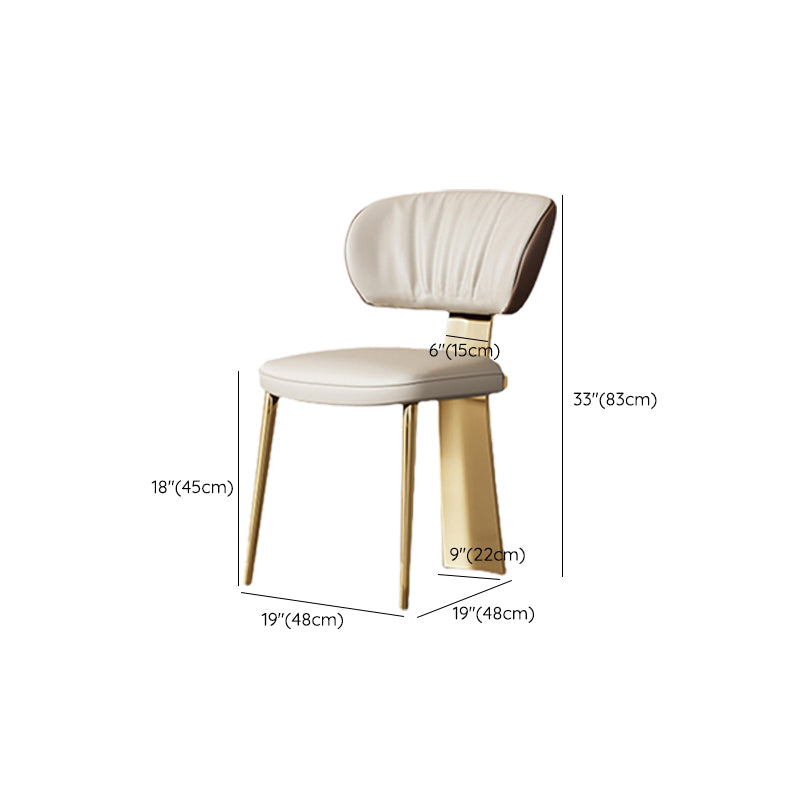 Glam Upholstered Armless Chair Home Dining Chair in Gold Legs