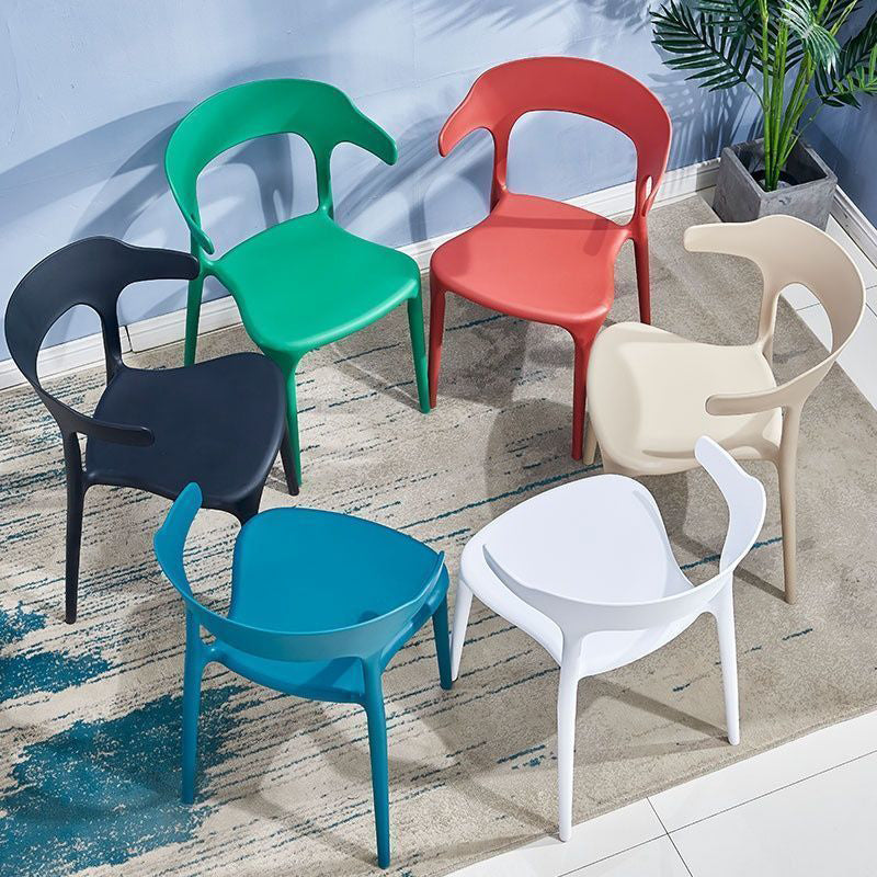 Modern Plastic Dining Chair Open Back Arm Chair for Dining Room