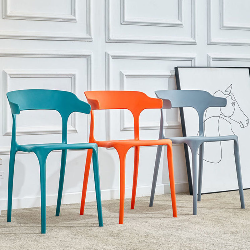 Modern Plastic Dining Chair Open Back Arm Chair for Dining Room