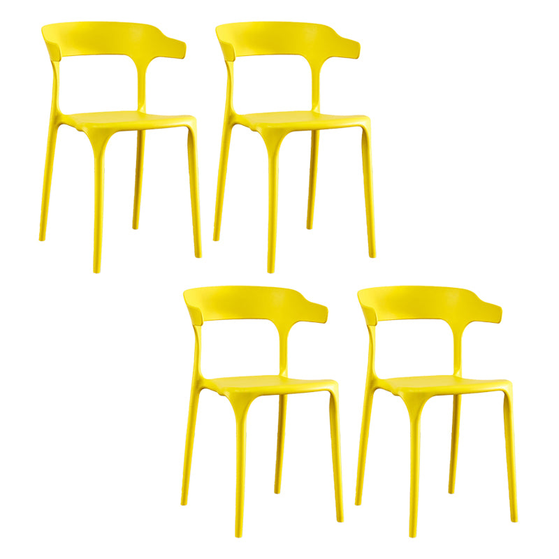 Modern Plastic Dining Chair Open Back Arm Chair for Dining Room