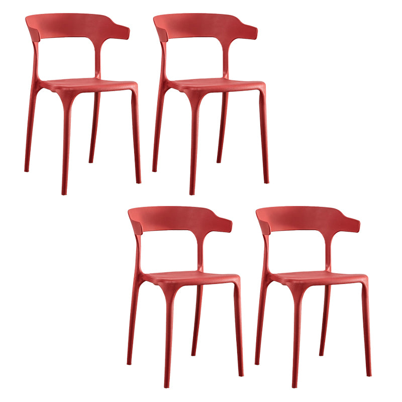 Modern Plastic Dining Chair Open Back Arm Chair for Dining Room