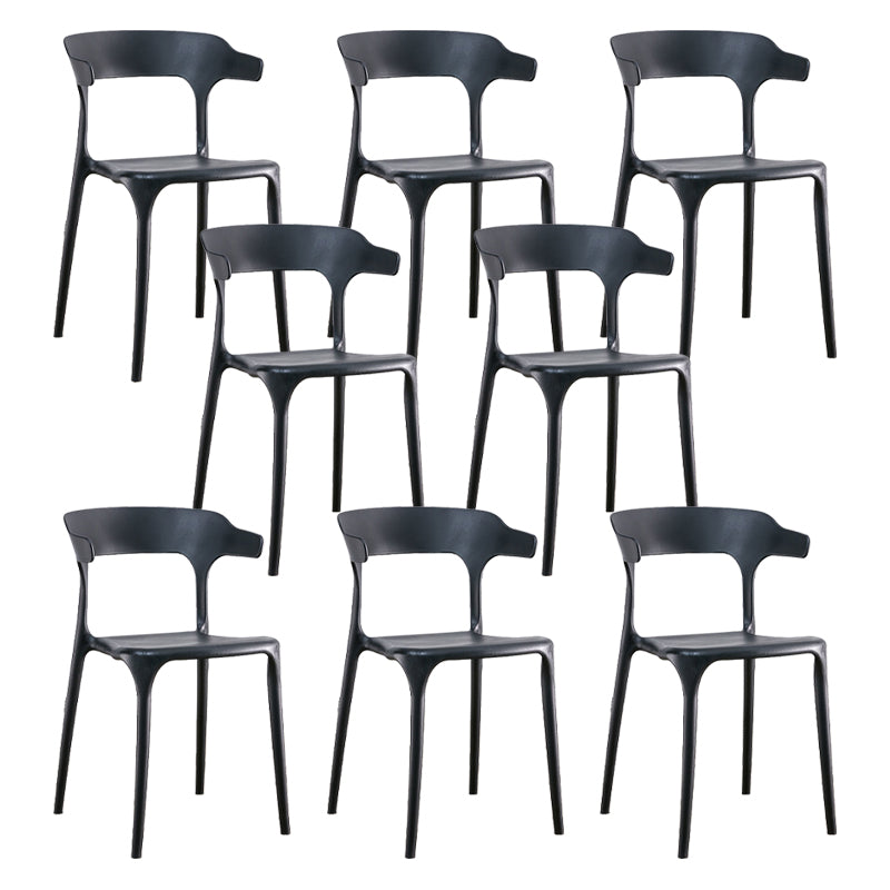 Modern Plastic Dining Chair Open Back Arm Chair for Dining Room