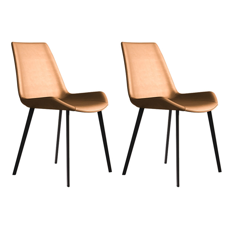 Contemporary Dining Chairs Faux Leather Chairs with Metal Base