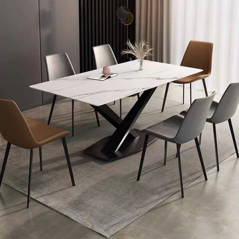 Contemporary Dining Chairs Faux Leather Chairs with Metal Base