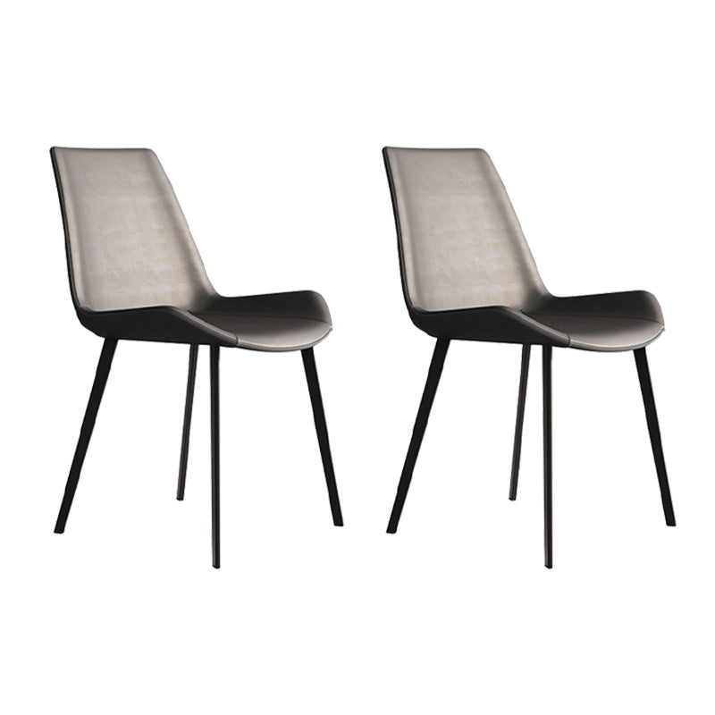 Contemporary Dining Chairs Faux Leather Chairs with Metal Base