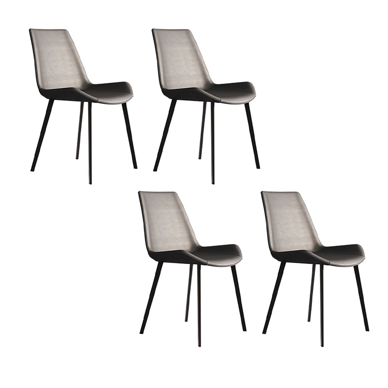 Contemporary Dining Chairs Faux Leather Chairs with Metal Base