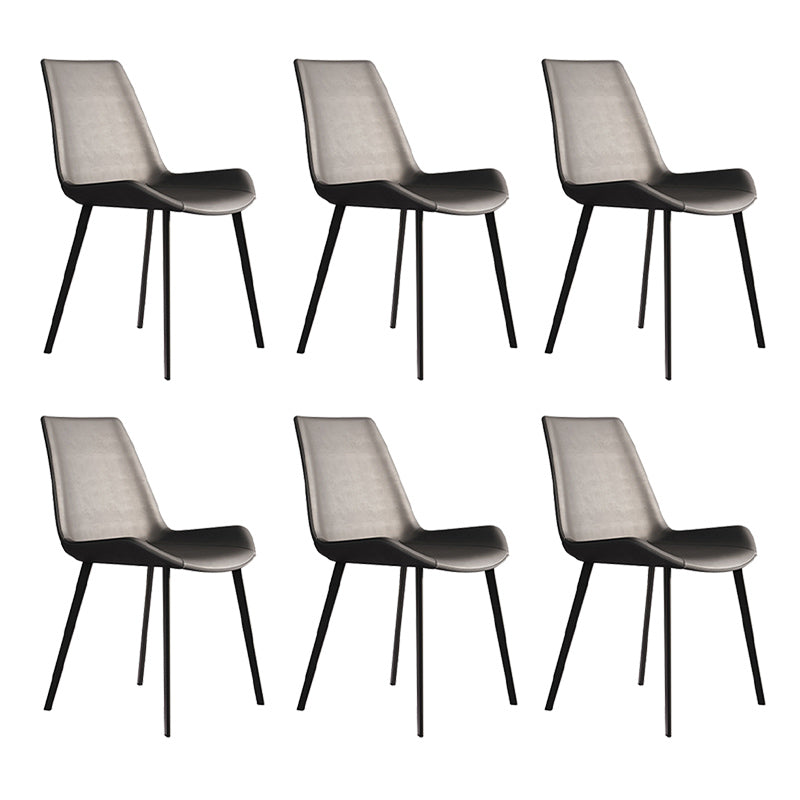 Contemporary Dining Chairs Faux Leather Chairs with Metal Base