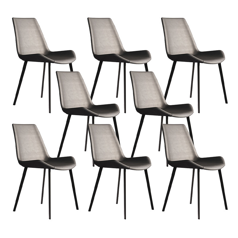 Contemporary Dining Chairs Faux Leather Chairs with Metal Base