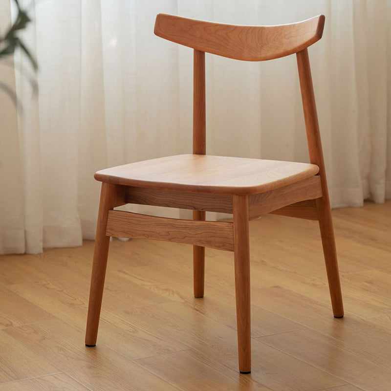 Open Back Dining Side Chairs Solid Wood Dining Chairs in Natural