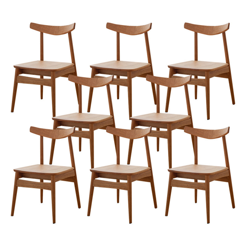 Open Back Dining Side Chairs Solid Wood Dining Chairs in Natural