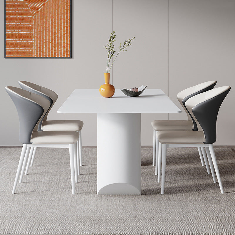 White Stone Dinette Table Set with Metal Base 1/4/5/7 Pcs Modern Home Dining Set