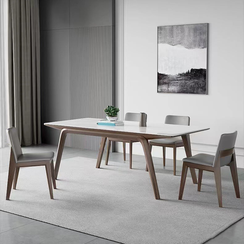 Modern Dining Set with Gray Chairs 1/4/5/7 Pcs White Dinette Table Set