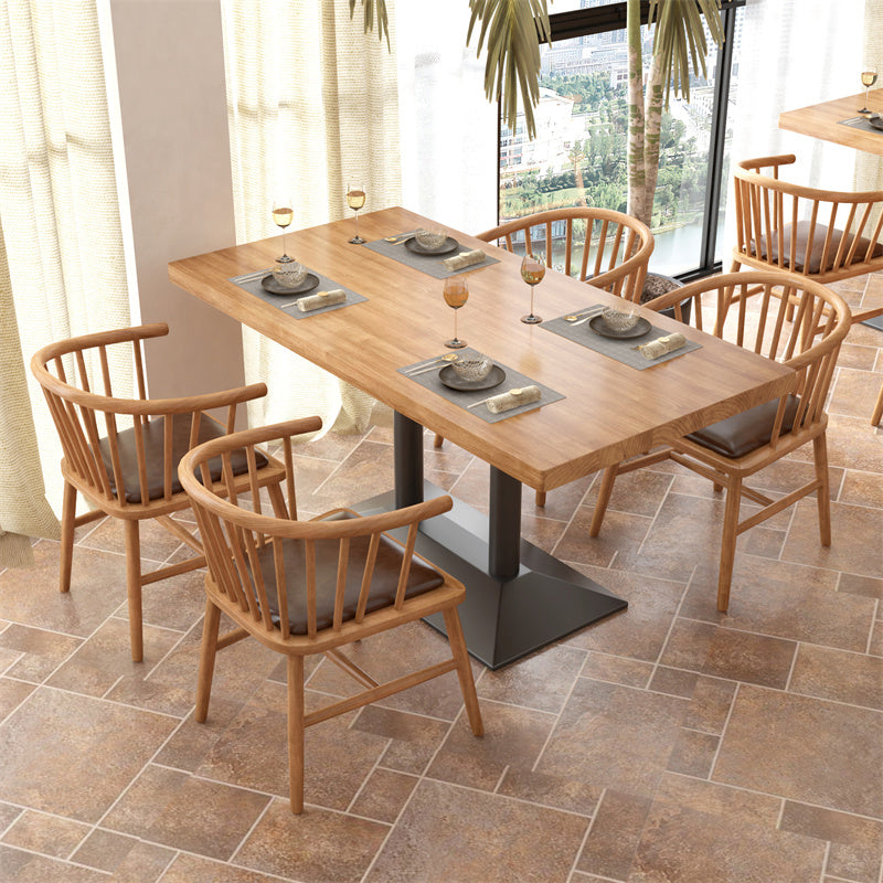 Light Brown Dining Table Set 1/2/3/5 Pieces Industrial Dinette Set