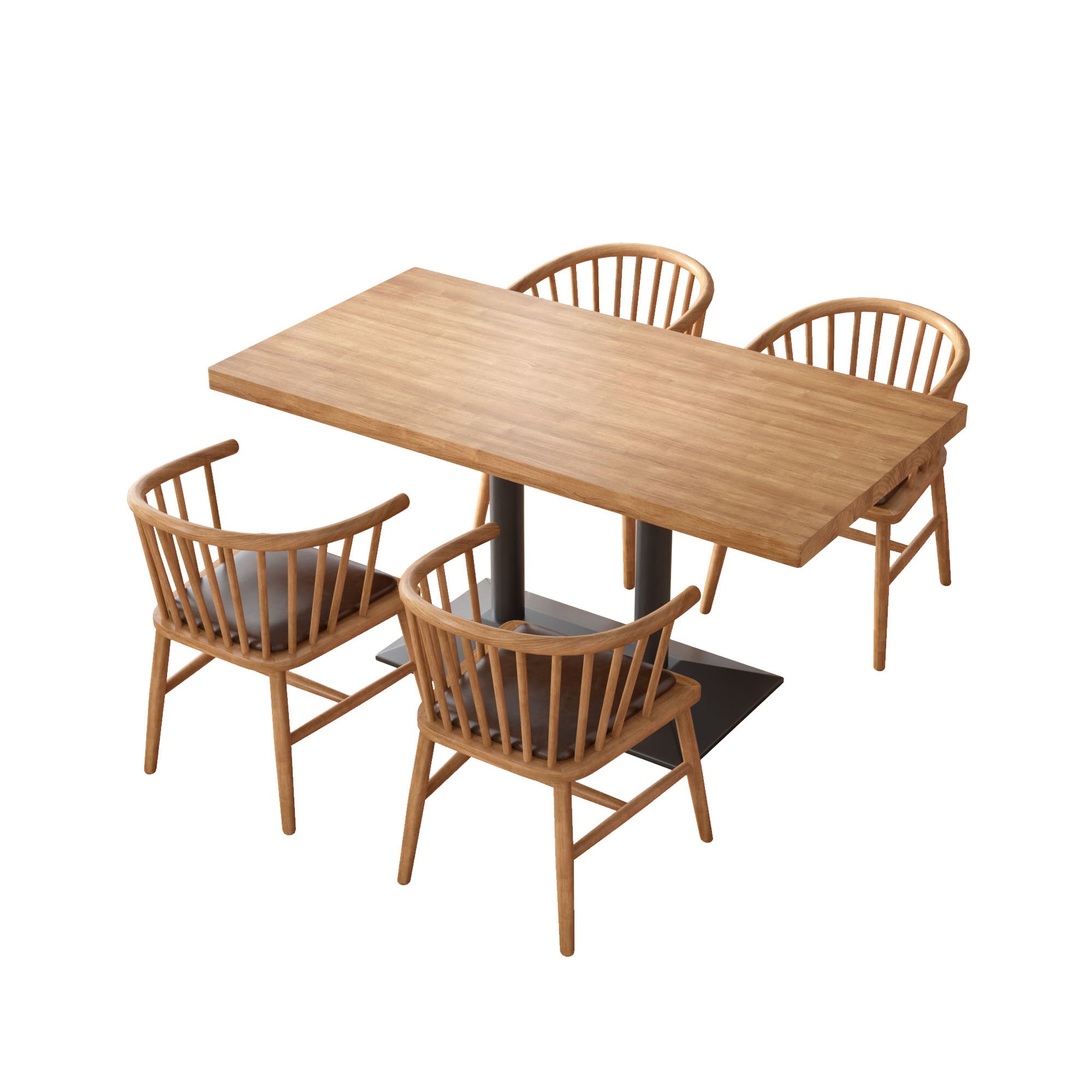 Light Brown Dining Table Set 1/2/3/5 Pieces Industrial Dinette Set