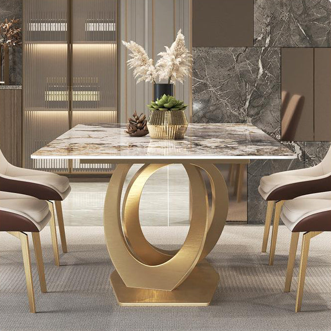 Glossy Beige Dining Table Set 1/2/5/7 Pcs Glam Dinette Set with Leather Chairs