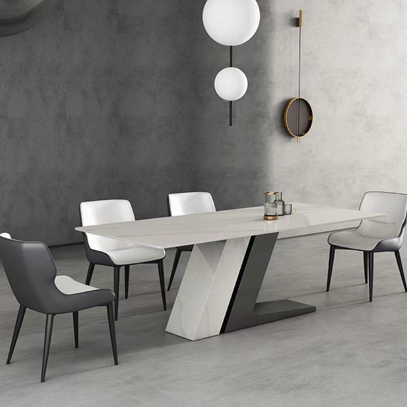 Modern White Stone Top Dinette Table Set 1/4/5/7 Pieces Dining Set with Padded Chairs