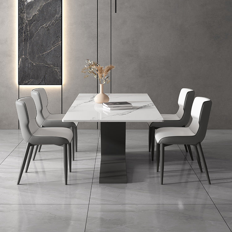 Modern White Stone Top Dinette Table Set 1/4/5/7 Pieces Dining Set with Padded Chairs