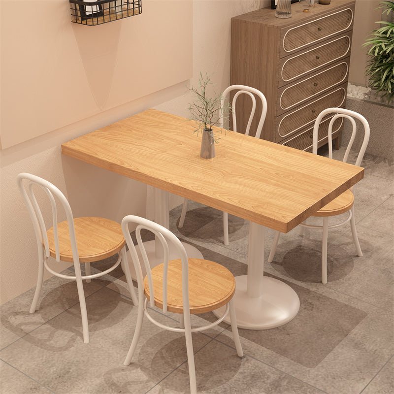 Pine Wood Modern Dining Set with White Frame 1/2/3/5 Pcs Dinette Set for Home