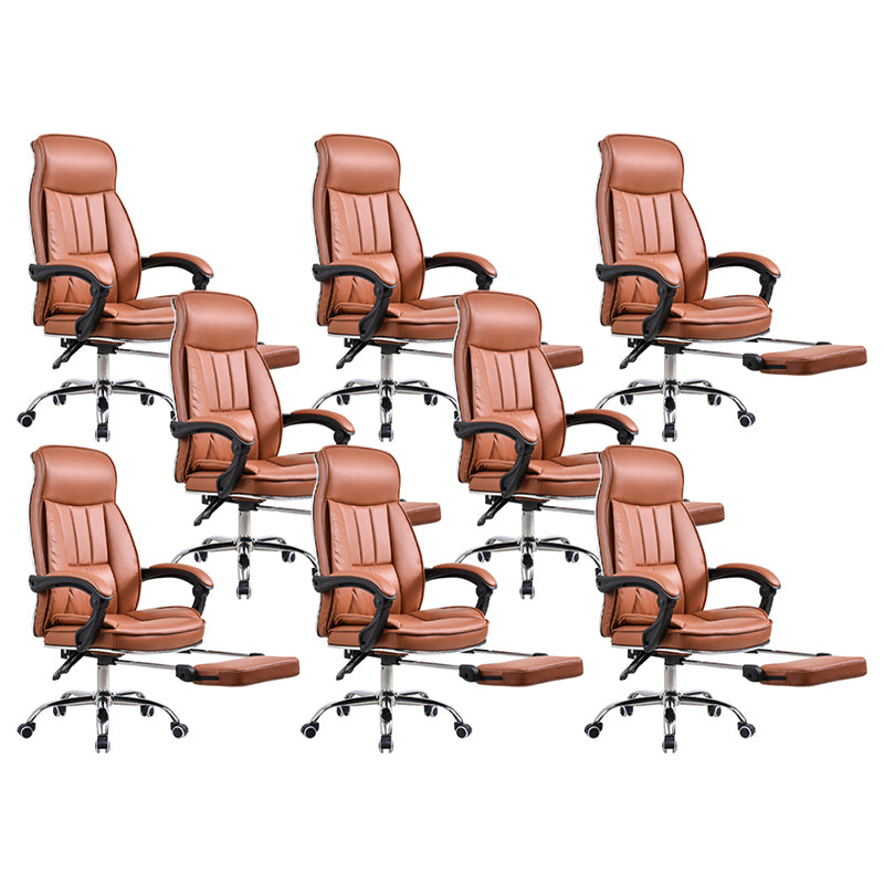 Padded Arms Leather Desk Chair Modern No Distressing Ergonomic Office Chair with Wheels