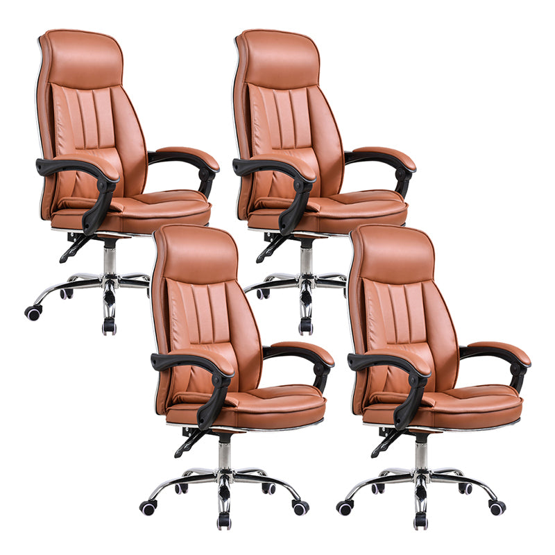 Padded Arms Leather Desk Chair Modern No Distressing Ergonomic Office Chair with Wheels