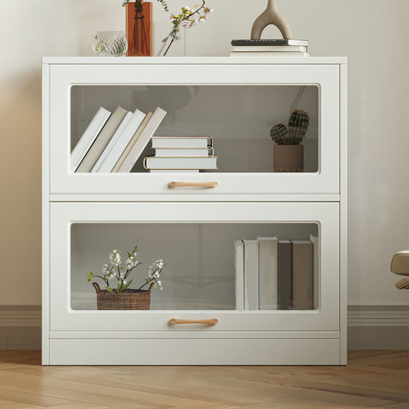 Modern Engineered Wood Bookcase Standard White Bookshelf with Cabinets