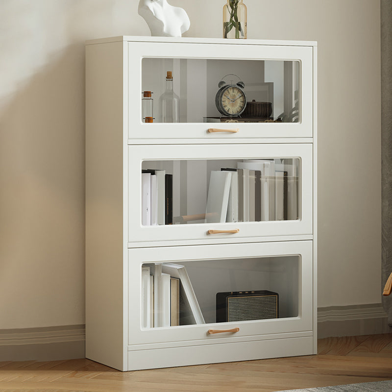 Modern Engineered Wood Bookcase Standard White Bookshelf with Cabinets