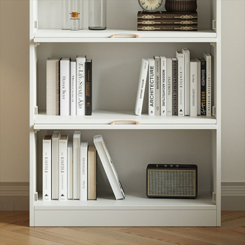 Modern Engineered Wood Bookcase Standard White Bookshelf with Cabinets