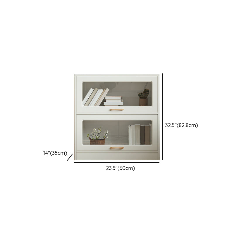 Modern Engineered Wood Bookcase Standard White Bookshelf with Cabinets