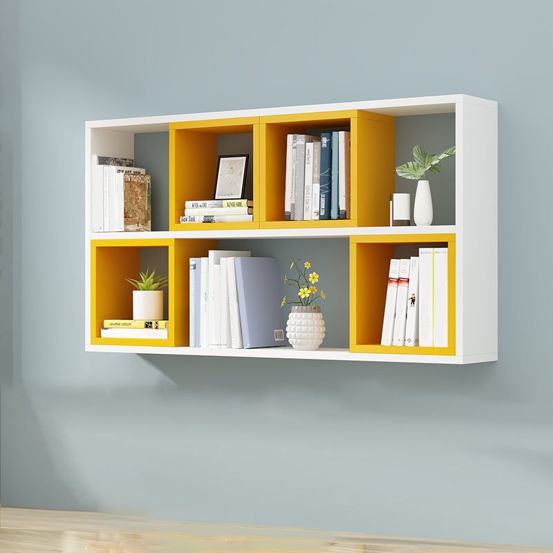 Engineered Wood Floating Bookcase Contemporary Closed Back Bookshelf