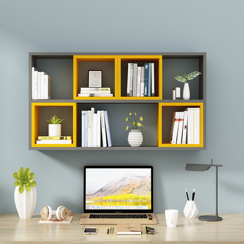 Engineered Wood Floating Bookcase Contemporary Closed Back Bookshelf