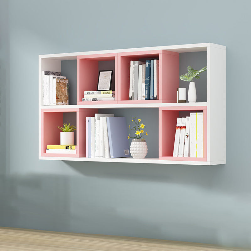 Engineered Wood Floating Bookcase Contemporary Closed Back Bookshelf