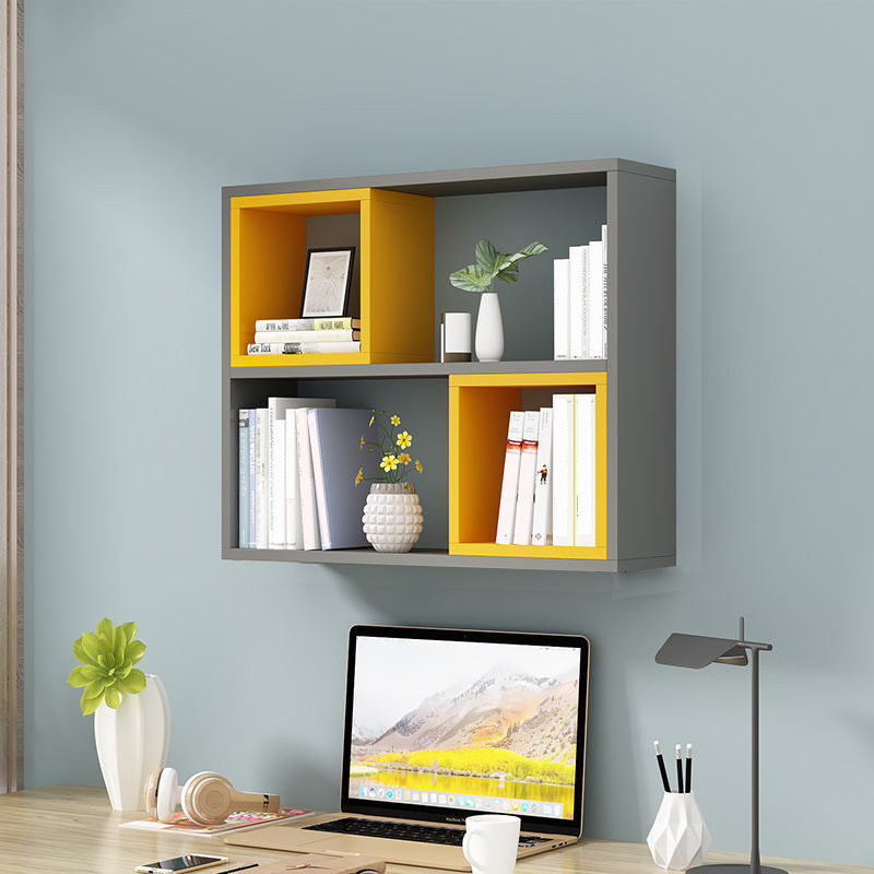 Engineered Wood Floating Bookcase Contemporary Closed Back Bookshelf