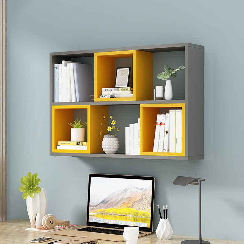 Engineered Wood Floating Bookcase Contemporary Closed Back Bookshelf