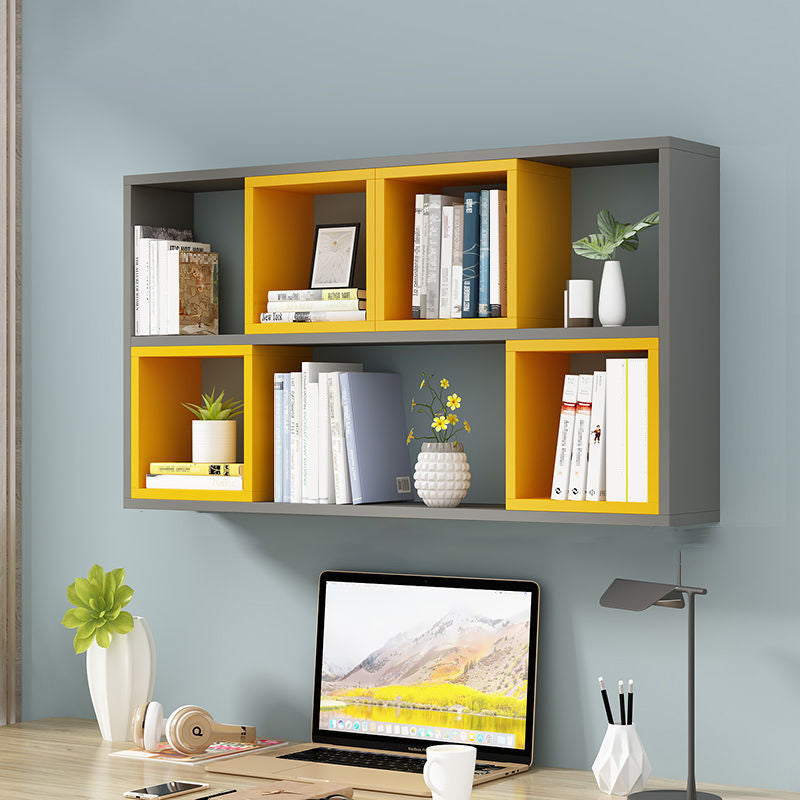 Engineered Wood Floating Bookcase Contemporary Closed Back Bookshelf