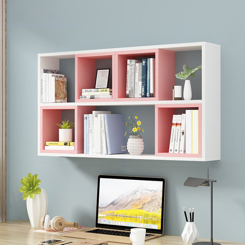 Engineered Wood Floating Bookcase Contemporary Closed Back Bookshelf