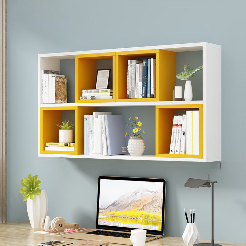 Engineered Wood Floating Bookcase Contemporary Closed Back Bookshelf