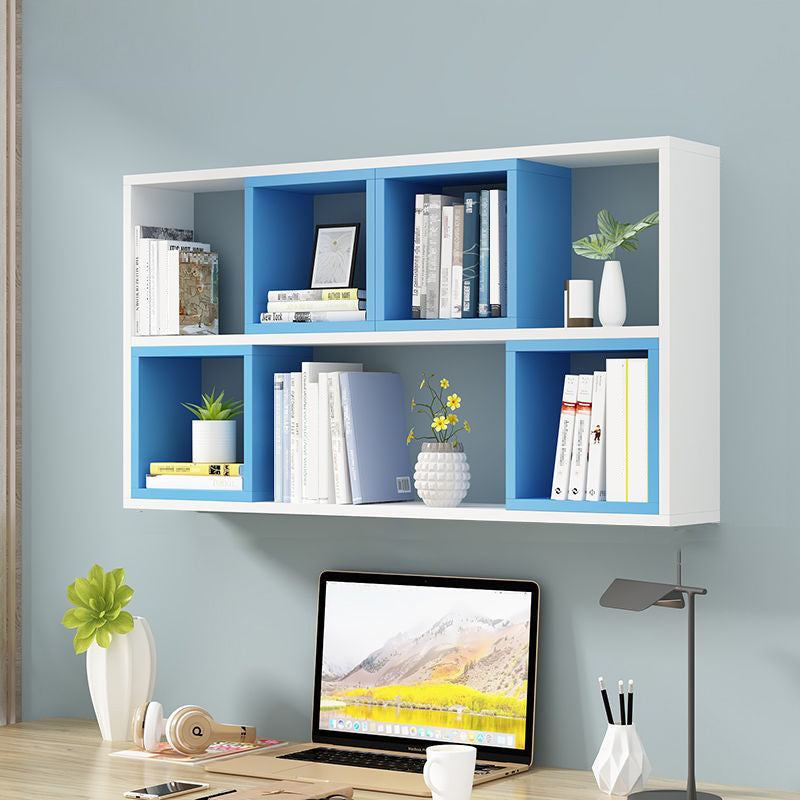 Engineered Wood Floating Bookcase Contemporary Closed Back Bookshelf